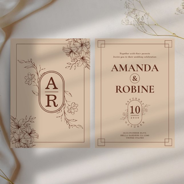 Minimalist Floral Frame Wedding Invitation (Creator Uploaded)