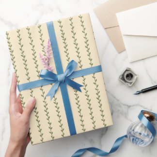 Minimalist Floral Greenery Wrapping Paper Roll