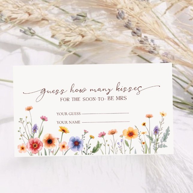Minimalist Floral Guess How Many Kisses Bridal  Enclosure Card (Creator Uploaded)