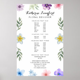 Minimalist Floral Item List   Editable Template Poster