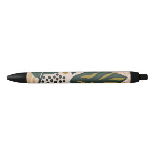 Minimalist floral leaf black ink pen