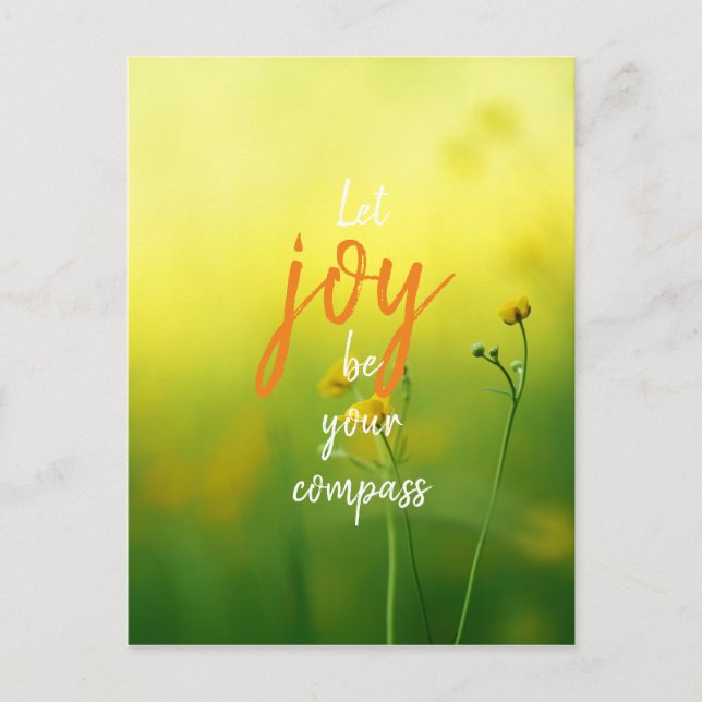 Minimalist Floral // Let Joy Be Your Compass Postcard (Front)