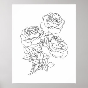 Minimalist Floral Line Art Drawing Poster
