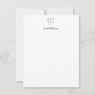 Minimalist Floral Line Art Personalised Name Card