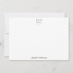 Minimalist Floral Line Art Personalized Simple Thank You Card