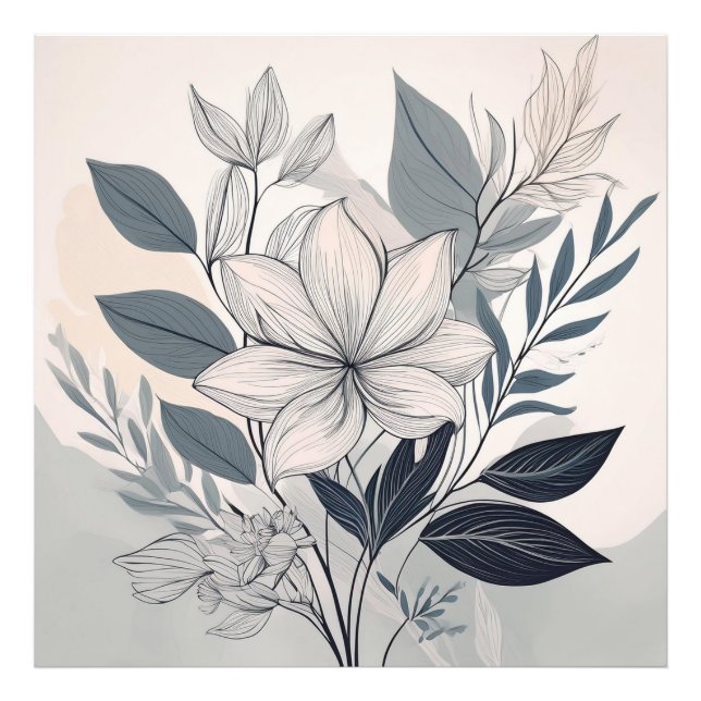 Minimalist Floral Line Art Photo Print (Front)