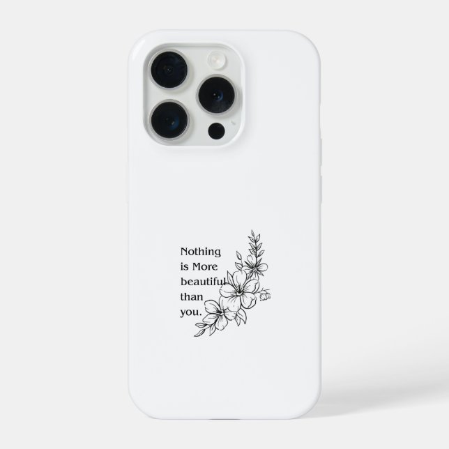 Minimalist Floral Line Art Romantic Quote Slim  iPhone Case (Back)