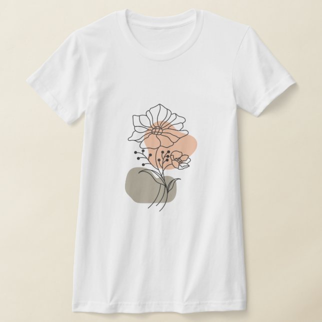 Minimalist Floral Line Art T-Shirt (Laydown)