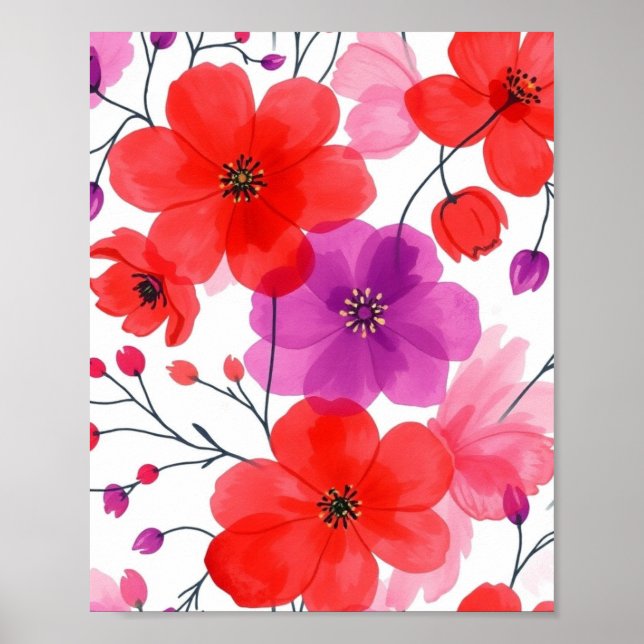 Minimalist Floral Line Art Wall Poster (Front)