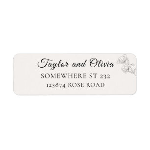 Minimalist Floral Line Art Wedding Address Label Return Address Label