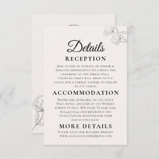 Minimalist Floral Line Art Wedding Enclosure Card