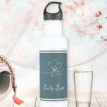Minimalist Floral Line Art Zen Coastal Blue Ivory 710 Ml Water Bottle<br><div class="desc">Stay hydrated in style with this Coastal Blue and ivory stainless steel bottle. Featuring delicate botanical line art and crisp horizontal stripes from the Yoga - Floral Zen Line Art Collection, this 24 oz design is the perfect companion for your daily wellness goals. Makes a thoughtful birthday gift for her...</div>