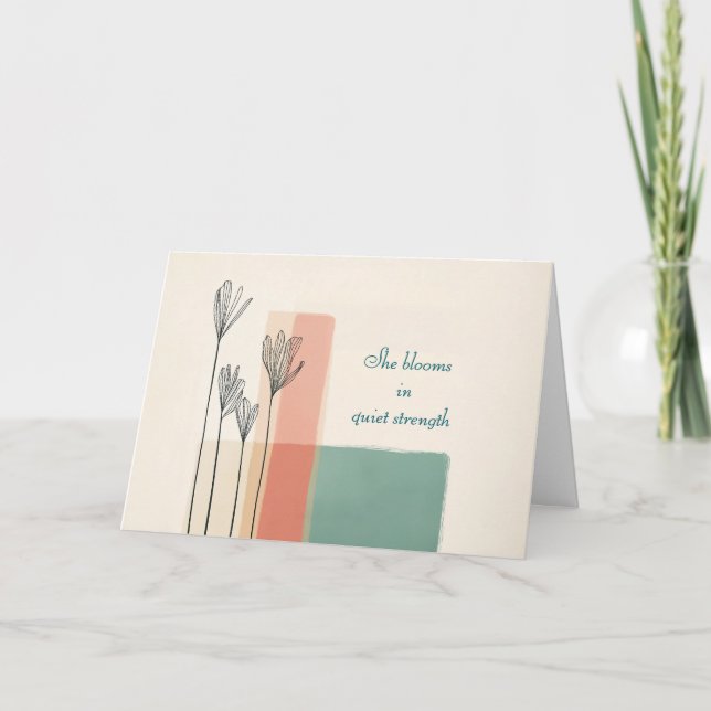 Minimalist Floral Mother’s Day Card – She Blooms 2 (Front)