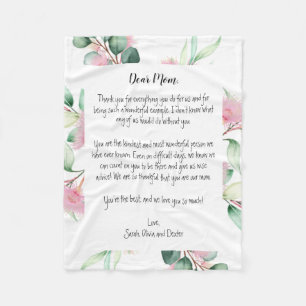 Minimalist Floral Mother's Day Grandma Message Fleece Blanket
