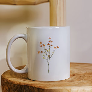 Minimalist Floral Nature Inspired Simple White  Coffee Mug