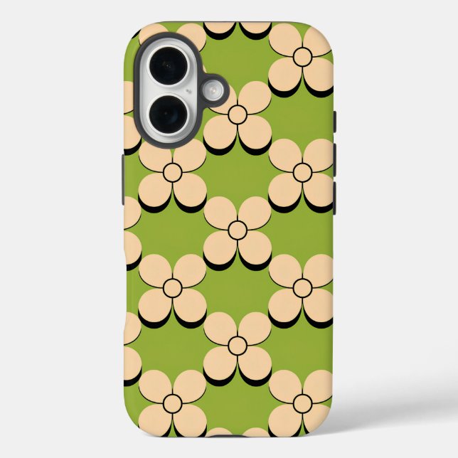 Minimalist Floral Pattern - Cream Petals on Olive  Case-Mate iPhone Case (Back)