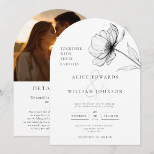 Minimalist Floral QR Code Photo Wedding Arch Invitation