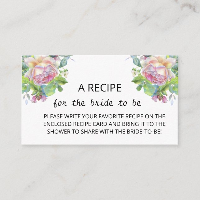 Minimalist Floral Recipe for the  Enclosure Card  (Front)