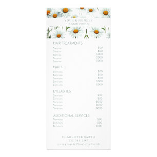 Minimalist Floral   Salon Price List Service Menu