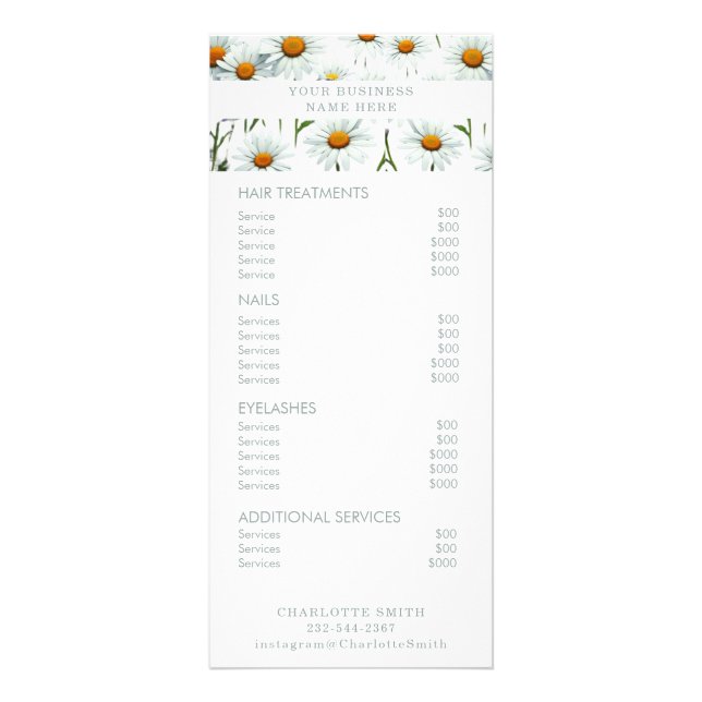 Minimalist Floral | Salon Price List Service Menu (Front)