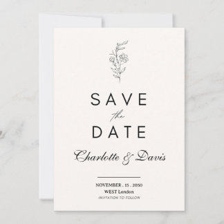 Minimalist Floral Save the Date Card