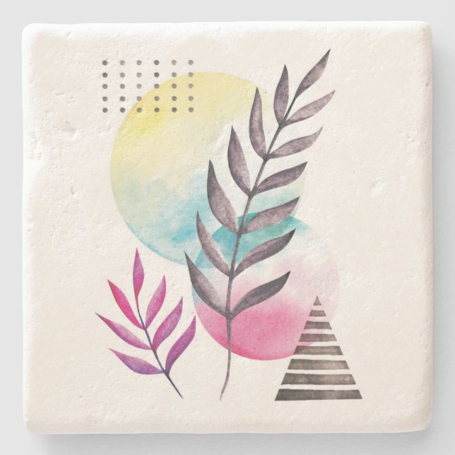 Minimalist Floral Stone Coaster (Front)