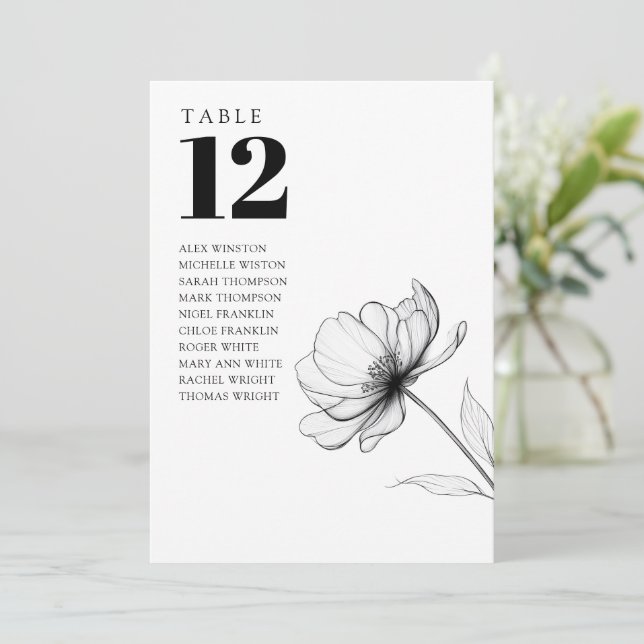 Minimalist Floral Table Number Seating Chart (Standing Front)