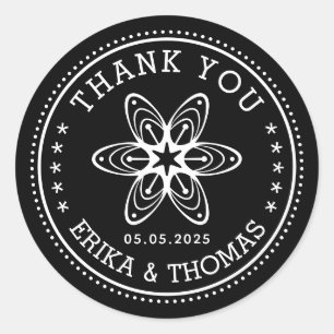 Minimalist floral Thank You with CUSTOM COLORS Classic Round Sticker