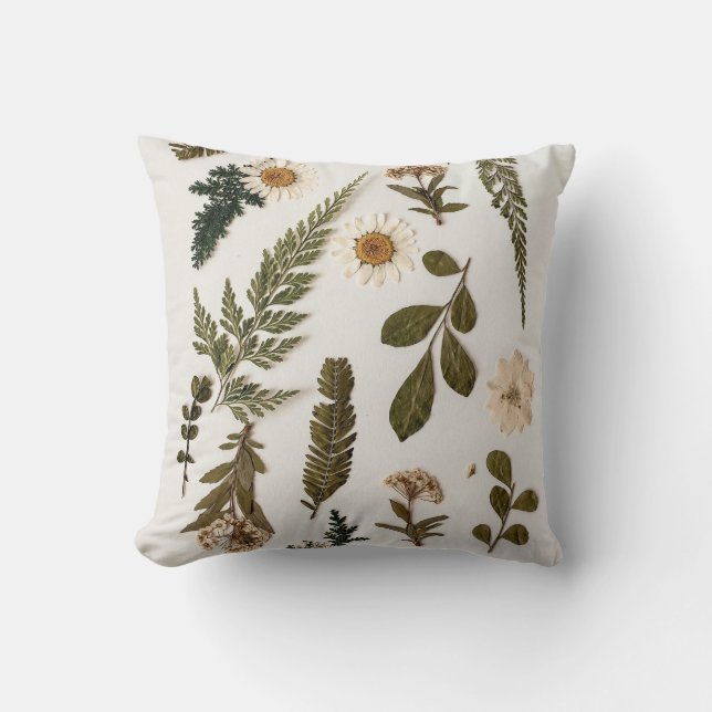 Minimalist Floral Throw Pillow (Front)