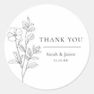 Minimalist Floral Wedding Favor Stickers