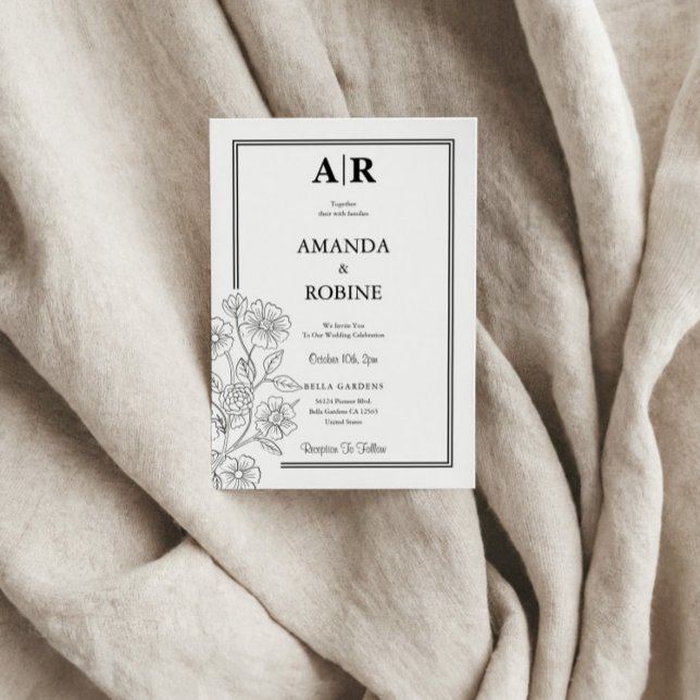 Minimalist Floral Wedding Invitation (Creator Uploaded)