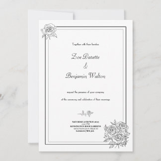 Minimalist Floral Wedding Invitation