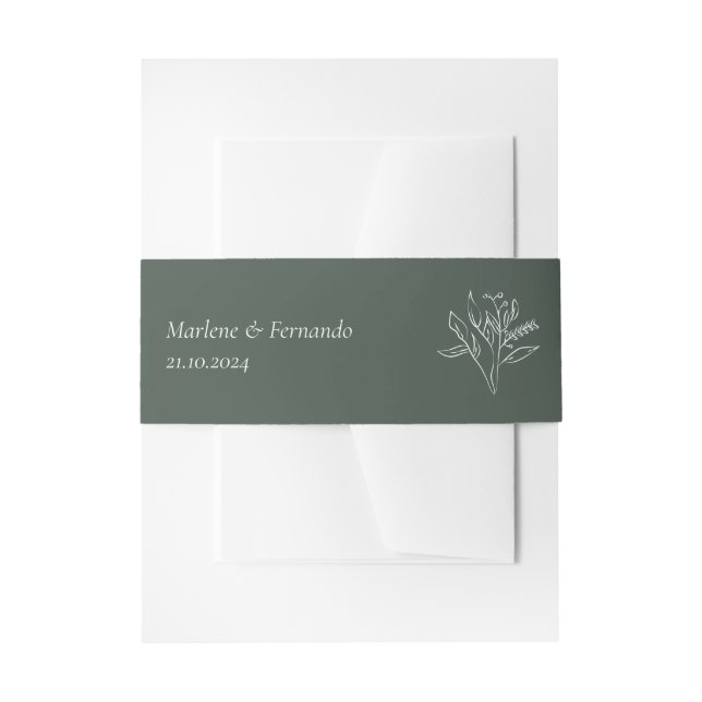 Minimalist Floral Wedding Invitation Belly Band  (Front Example)