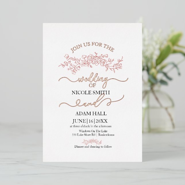 Minimalist Floral Wedding Invitation | Elegant Bot (Standing Front)
