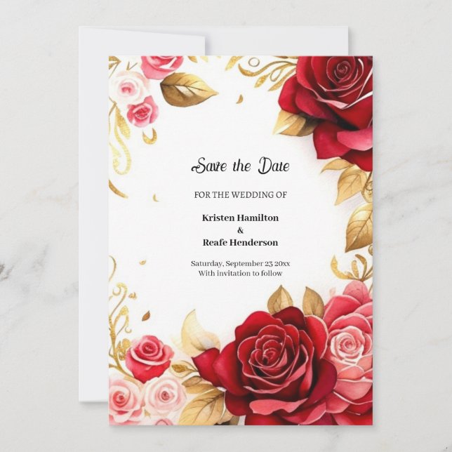 Minimalist Floral Wedding Save The Date Card (Front)