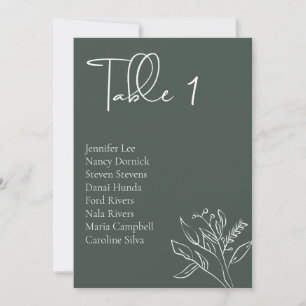 Minimalist Floral Wedding Seating Chart Card
