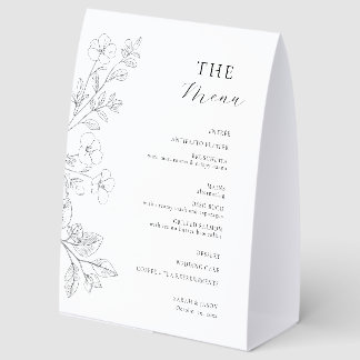 Minimalist Floral Wedding Table Menu Sign