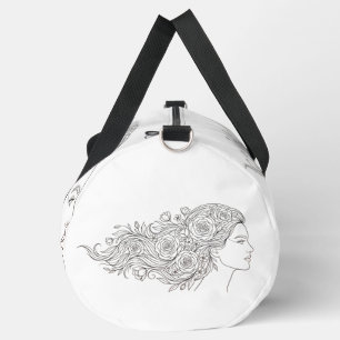 Minimalist Floral Woman Art Duffel Bag