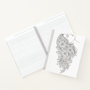 Minimalist Floral Woman Profile Notebook