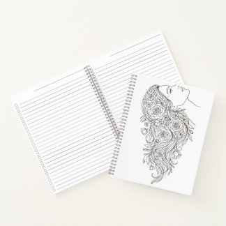 Minimalist Floral Woman Profile Notebook
