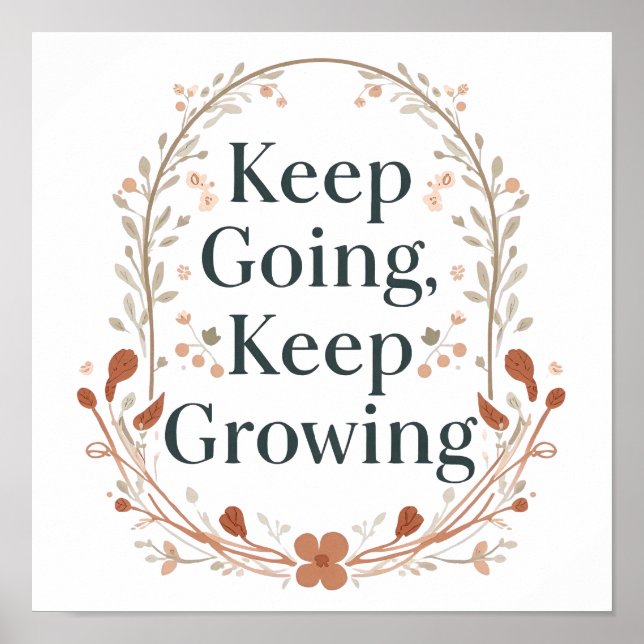 Minimalist Floral Wreath Positive Affirmation Poster (Front)