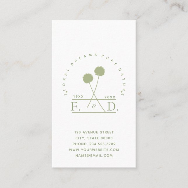 Minimalist Florist Business Business Card (Front)