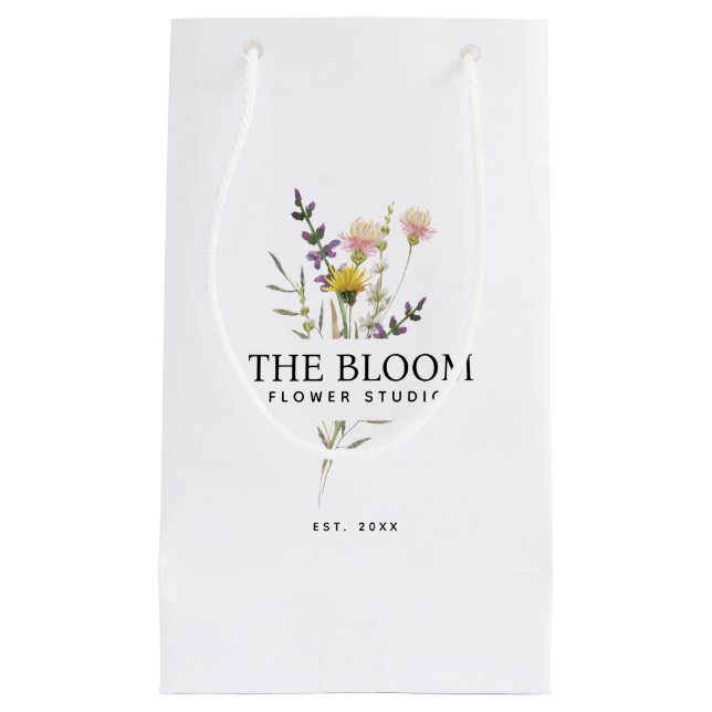 Minimalist Florist Flower Boutique Business  Small Gift Bag (Front)