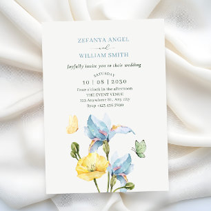 Minimalist flower bouquet wedding invitation