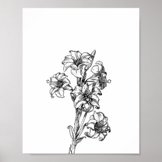 Minimalist Flower Illustration Floral Art Poster