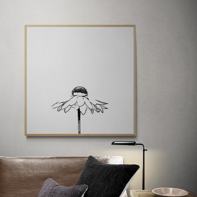 Minimalist Flower Line Drawing in Black and White Poster (Creator Uploaded)