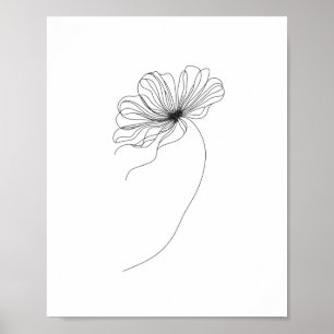 Minimalist Flower Line Drawing Poster