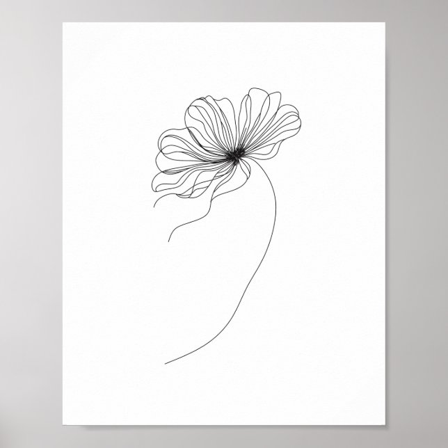 Minimalist Flower Line Drawing Poster (Front)