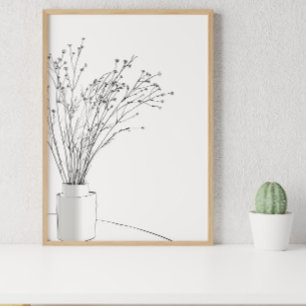 Minimalist Flower Line Drawing Poster