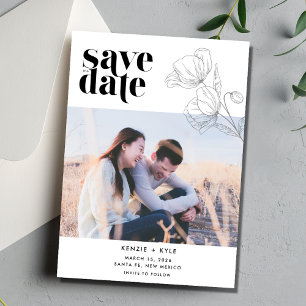 Minimalist Flower Photo Wedding Save the Date